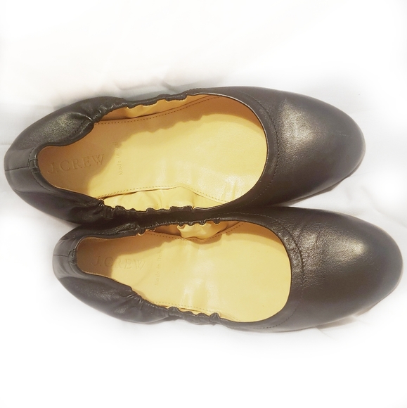J crew ballerina fold away black leather flats - Picture 2 of 4